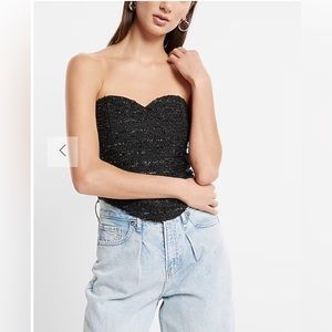 Express Tweed Sweetheart Neckline Corset Tube Top - NWT